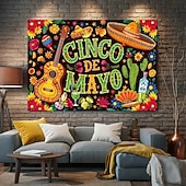 olcso Ünnepi faliszőnyegek-Cinco de Mayo Mexikói Fali Tapeszti Falikép Nagy Tapeszt Múzeum Dekoráció Fénykép Háttér Pléd Függöny Otthon Hálószoba Nappali Dekoráció
