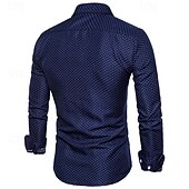preiswerte Herrenhemd zum Knöpfen-Herren Hemd Sommerhemd Freizeithemd Strandhemd Knopfhemd Weiß Marineblau Langarm Punkte Revers Urlaub Hawaiianisch Button-Down Bekleidung Polyester Mode Lässig Bequem