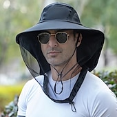 baratos chapéus de casa-Chapéu Protetor Solar para Homens e Mulheres com Rede de Mosquito Boné para Praia e Pesca de Aba Larga com Orelhas Malha Respirável à Prova de Vento