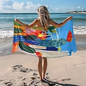 abordables juegos de toallas de playa-Toalla de playa estampada, manta de playa ligera, de secado rápido y sin arena, ideal para viajes, piscina y uso al aire libre.