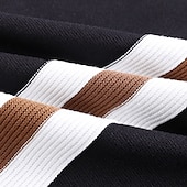 preiswerte Klassisches Poloshirt für Herren-Herren Polo Strick-Polopullover Geschäft Lässig Revers Kurzarm Formell Gestreift Streifen Patchwork Sommer Ganzjahres Schwarz Weiß Grün Polo