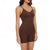 cheap Plus Size Jumpsuits-Women&#039;s Normal Romper Casual Solid Color Sleeveless V Neck Backless Street Going out Regular Fit Black Brown Beige Summer