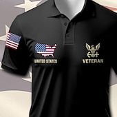  4 luglio 2026 250° Per uomo Bandiera Americana Polo Manica Corta Magliette polo Camicie con Colletto Casual All'aperto Scuola Abbigliamento quotidiano Stampa 3D Estate Nero