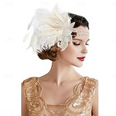 olcso Kiegészítők és még sok más-A nagy Gatsby Flapper fejpánt Gyöngyös karkötő Fülbevaló A nagy Gatsby Toll Retro Csillogó glitter Női Kelta Farsang Valentin nap Álarcos mulatság Party estélyi viselet Álarcos mulatság Fesztivál