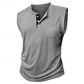 preiswerte Fitness Tank-Tops-Herren Tank Top Weste Unterhemd Ärmelloses Shirt Ärmellos Henley Sommer Einfach Mode Designer Basic Klassisch Urlaub Straße Ausgehen Schwarz Weiß Dunkelmarine Top T-Shirt für Herren