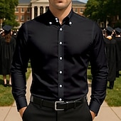 economico camicia da uomo con bottoni-Per uomo Camicia di laurea Maglietta da laureato Maglietta della classe del 2025 Maglia Senior Camicia Estiva Camicia casual Nero Bianco Blu marino scuro Manica Lunga Colore Solido / Tinta Unita