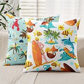 baratos Fronhas de Almofadas de Decoração-Capa de Almofadas Decorativas com Tema de Férias de Verão 1PC Capa de Almofada Quadrada Macia para Sofá de Quarto Sala de Estar