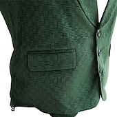 זול ג&#039;קט גברים-בגדי ריקוד גברים וסט חֲזִיָה Gilet חופשה מפלגה עֵסֶק אופנתי יום יומי קיץ אביב כפתורים כיס פוליאסטר נוח אחיד חזה יחיד דש רגיל ירוק כהה אֵפוֹד