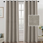 olcso Függönyök és drapériák-Linen tiszta fehér függöny kevert függöny panel készlet blackout len függönyök hálószobába 2 paneles szett 52x84 hüvelyk