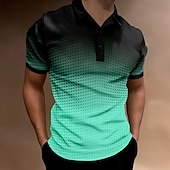 economico Polo geometrica da uomo-Per uomo Geometrico Polo Manica Corta Magliette polo Camicie con Colletto Business Casual Scuola All&#039;aperto Athleisure Abbigliamento quotidiano Stampa 3D Estate azzurro cielo Azzurro cielo Viola