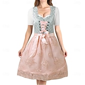 cheap Dirndl-Women&#039;s Carnival Oktoberfest Dirndl Beer Costume Dress with Apron Bavarian Wiesn Traditional Style for Oktoberfest