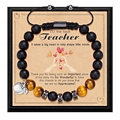 baratos Temporada de Formatura-Pulseira de agradecimento ao professor, linda pulseira de argila ploymer feita à mão, amor, ensino, inspiração, carta, pulseira elástica com contas para mulheres, joias de volta às aulas, presente de