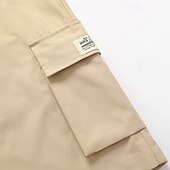 baratos Clássico-Homens Bermuda Cargo Calção Shorts de verão Com Cordão Cintura elástica Bolso multi Número Conforto Vestível Comprimento do joelho Ao ar livre Esporte Diário Moda Casual Preto Cáqui