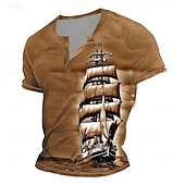 Herre Årgang Seilbåter Henly-skjorte T-skjorter Kortermet Årgang Mote Designer utendørs Avslappet Daglig Sommer Vår & Vinter Mørkebrun Grå Henley Henley T-skjorte billige Vintage og retro-Herre Årgang Seilbåter Henly-skjorte T-skjorter Kortermet Årgang Mote Designer utendørs Avslappet Daglig Sommer Vår & Vinter Mørkebrun Grå Henley Henley T-skjorte