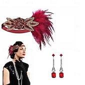 olcso Kiegészítők és még sok más-1920-as évek A nagy Gatsby Flapper fejpánt Gyöngyös karkötő Fülbevaló A nagy Gatsby Toll Retro Csillogó glitter Kristály / Strassz Női Farsang Valentin nap Álarcos mulatság Party estélyi viselet