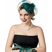 cheap Fascinators-Fascinators Pillbox Hats for Women, Tea Party Hat and Short Lace Gloves Set Perfect for Kentucky Derby, Cocktail