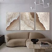 preiswerte Abstrakte Gemälde-Ölgemälde handgemalt abstrakte Ölgemälde Wandkunst 3er Set beige abstrakte Malerei auf Leinwand beige Textur Gemälde Wandkunst neutrale abstrakte Malerei Wandkunst Wanddekoration