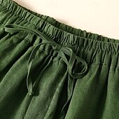 abordables Short en lin et coton-Femmes Short en coton et lin Shorts Slacks Occasionnel Court Naturel Uni Avec Poches Conception à cordon élastique Confortable Extérieur Sortir Noir Gingembre Vert Amande Été Coupe régulière