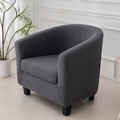 cheap Armchair Cover &amp; Armless Chair Cover-2 Piece Club Chair Slipcover Stretch Barrel Chair Covers Solid Tub Chair Slipcovers Soft Armchair Covers Removable Furniture Protector Arm Chair Cover for Living Room