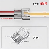 cheap LED Accessories-COB LED Strip Connectors 10 PCS 20 PCS 5mm 8mm 10mm 2-pin LED Strip Connectors LED Tape Connectors Transparent Solderless no Dark Areas Suitable for LED Light Connectors DIY COB/SMD