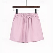 baratos Shorts de linho de algodão-Mulheres Shorts de algodão e linho Calção Calças Roupa de rua Casual Curto Natural Tecido Bolsos Design de cordão elástico Confortável Exterior Ao ar livre Feriado Verde Floresta Ferrugem Azul