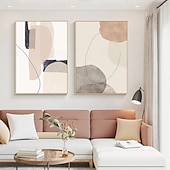 preiswerte Abstrakte Gemälde-Ölgemälde handgemaltes abstraktes Ölgemälde Wabi Sabi Wandkunst 2er-Set beige abstrakte Malerei auf Leinwand ein Paar beige Textur Gemälde Wandkunst neutrale abstrakte Malerei Wandkunst Boho
