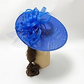 billiga Fascinatorer-Huvudbonad Sinamay Fedora Hatt Bröllop Aftonfest Teaparty Hästkapplöpning Cocktail Vintage Söt Med Fjäder Huvudsmycke Huvudbonad