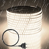 abordables Bandes lumineuses étanches-3M 5m 10m Bandes Lumineuses LED Flexibles 1200 LED 2835 SMD 8 mm 1Set Support de montage 1 jeu Blanc Froid Rouge Bleu Bandes lumineuses LED Intérieur Soirée Extérieur 220-240 V