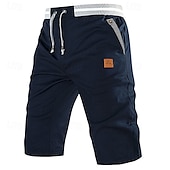 baratos shorts de trabalho-Homens Shorts sociais Burmuda Shorts Shorts de trabalho Bolsos Com Cordão Tecido Conforto Respirável Comprimento do joelho Ao ar livre O negócio Moda Casual Preto Azul