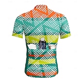 cheap Men&#039;s Jerseys-Men&#039;s Cycling Jersey Short Sleeve Bike Tee Tshirt Jersey Top with 3 Rear Pockets UV Resistant Breathable Quick Dry Front Zipper Green Sports Clothing Apparel