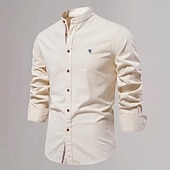 economico Casual da lavoro-Per uomo Camicia con colletto cinese Camicia con colletto alla coreana Camicia in cotone e lino Semplice Vacanza Casual Quotidiano Nero Bianco Verde chiaro Blu scuro Manica Lunga Colletto alla coreana