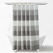 economico Tende doccia-Tende da doccia per bagno tenda da doccia in poliestere con motivo a strisce in tessuto waffle e occhielli in metallo e ganci in plastica 180cm*180cm (70&quot;*70&quot;)