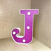 economico Luci decorative-Luci decorative con lettere viola da 16 cm, luci per feste, compleanno, Natale