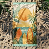 economico set di asciugamani da spiaggia-telo mare stampato, telo mare leggero e anti-sabbia ad asciugatura rapida, ideale per viaggi, piscina e uso all'aperto