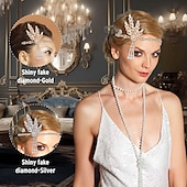 olcso Kiegészítők és még sok más-A nagy Gatsby Flapper fejpánt Gyöngyös karkötő Fülbevaló A nagy Gatsby Toll Retro Csillogó glitter Női Farsang Valentin nap Álarcos mulatság Party estélyi viselet Álarcos mulatság Fesztivál Felnőttek