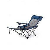 お買い得  キャンプ用家具-キャンプ用ラウンジチェア、折りたたみ式リクライニングキャンプ用チェア、フットレスト付きポータブルキャンプ用チェア、収納バッグ &amp;ヘッドレスト、メッシュリクライニング、耐荷重330ポンド