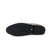 levne Pánské nazouváky a mokasíny-pánské slip-on společenské boty s leopardím vzorem - stylová společenská obuv na taneční párty a speciální akce