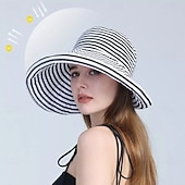 billige Hatter-solhatt for kvinner bred brem sommer upf50 uv-beskyttelsesstripe lett fottur utendørs caps