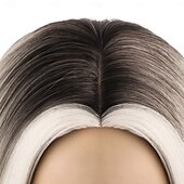voordelige Synthetische trendy pruiken-Synthetische pruiken Kinky Recht Natuurlijk recht Middelste stuk Diepe scheiding Machinegemaakt Pruik 30.5 cm A1 Synthetisch haar Dames Klassiek Comfortabel Kleurgradatie Blond