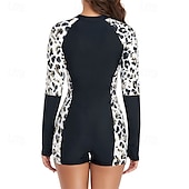 abordables Lycra de surf-Femmes Maillot Anti UV Maillot de bain 1 pièce Protection Solaire UV UPF50+ Léger manche longue Spandex Maillot de Bain maillot de bain ​fermeture éclair sur le devant Natation Surf Plage Sports