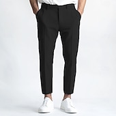 voordelige Casual pakken-heren linnen broek nette broek zomerbroek recht pijp effen ademend casual dagelijks standaard pasvorm zwart wit blauw