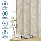 cheap Curtains &amp; Drapes-Linen Curtains Linen Looking Curtains for Living Room Burlap Linen Textured Light Filtering Nickel Grommet Curtains Bedroom Curtains 2 Panel Sets Privacy Added