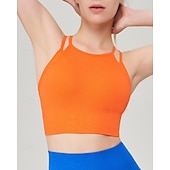 economico Reggiseni sportivi &amp; gilet-Per donna Reggiseno spag Crisscross Back Comodo Traspirante Finto due pezzi Semplice Sport Abbigliamento sportivo Nero Viola Yoga Fitness