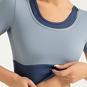 halpa Jooga Topit-Naisten Jooga-toppi Kauha Hengittävä Tilkkutäkki Lyhythihainen Urheilu Yhtenäinen väri Tee paita Topit varten Juoksu Kunto Jooga Loose Fit Urheiluvaatteet