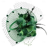 billiga Hattar och fascinators-fascinators hatt för kvinnor teparty headpiece bröllop cocktail blomma mesh fjädrar hårklämma 20-tal flapper fascinators