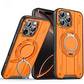 levne Pouzdra pro iPhone-Magnetické adsorpční pouzdro na telefon pro AirTag iPhone 16/15/14/13/12 Pro Max Plus se stojánkem geometrické PC kovové zadní víko bezdrátové nabíjení