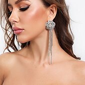 cheap Earrings-Women&#039;s Stud Earrings Tassel Fringe Precious Flower Shape Fashion Luxury Romantic Imitation Diamond Earrings Jewelry Silver For Wedding Party Gift 1 Pair