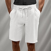 baratos Clássico-Homens Calção Shorts de linho Shorts de verão Shorts de praia Com Cordão Cintura elástica Pregas Tecido Respirável Comprimento do joelho Casa Ioga Casual Roupa Esportiva Branco Marron