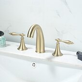 economico Rubinetti per lavandino bagno-Rubinetto per lavabo - Ampia diffusione Ottone Antico / Nichel spazzolato / Galvanizzato Rubinetto a tre fori Due maniglie tre foriBath Taps