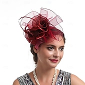 levne Fascinátory a klobouky-Čelenka Organza 30. léta Svatební Večerní oslava Čajový dýchánek Dostih koktejl Elegantní Vinobraní Roztomilý S Květiny Přílba Pokrývky Hlavy